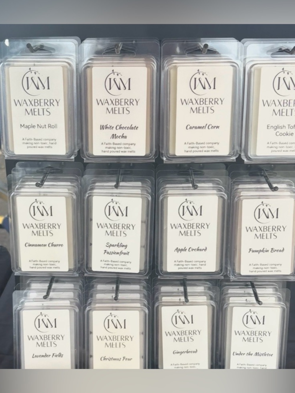 Non- Toxic Scented Wax Melts in Classic 6 Square Clamshells